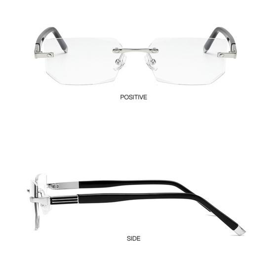 Blue Light Blocking Glasses Rimless Frame Clear Lens Reading Glasses Intelligent Zoom Anti-Glare Eyeglasses for Women Men