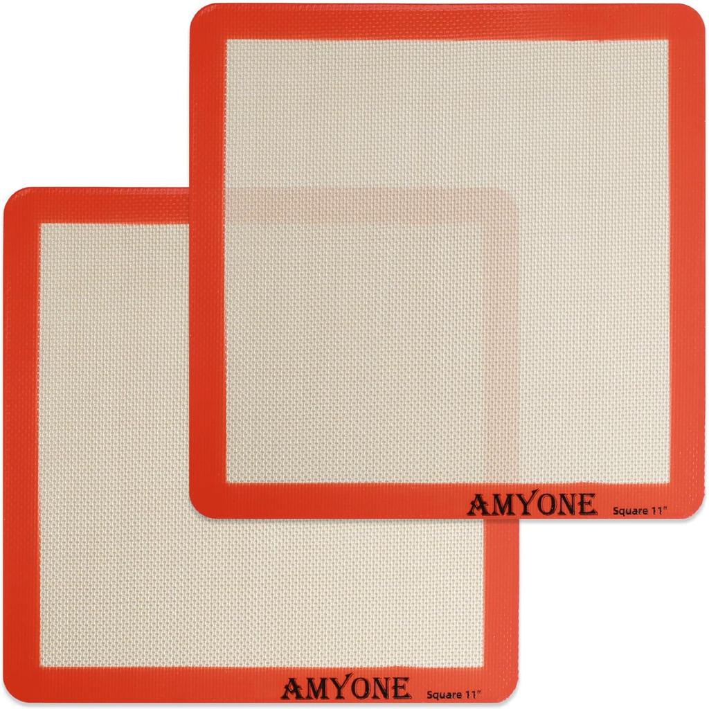 AMYONE Quarter Sheet Silicone Baking Mat, 2 Pcs Non-Stick Silicone Baking Mats Cookie Sheet for 9x13 Baking Pan, Reble Baking Sheet Liners Compatible