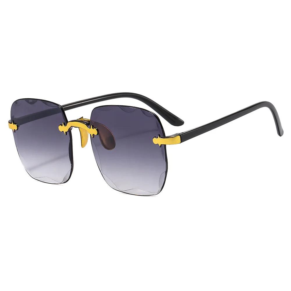 Ochelari de Soare Pătrați Femei Modă Fără Ramă Gradient Ochelari de Soare Marcă Designer Doamne Fără Ramă Gradient Oglindă Nuanțe Ochelari