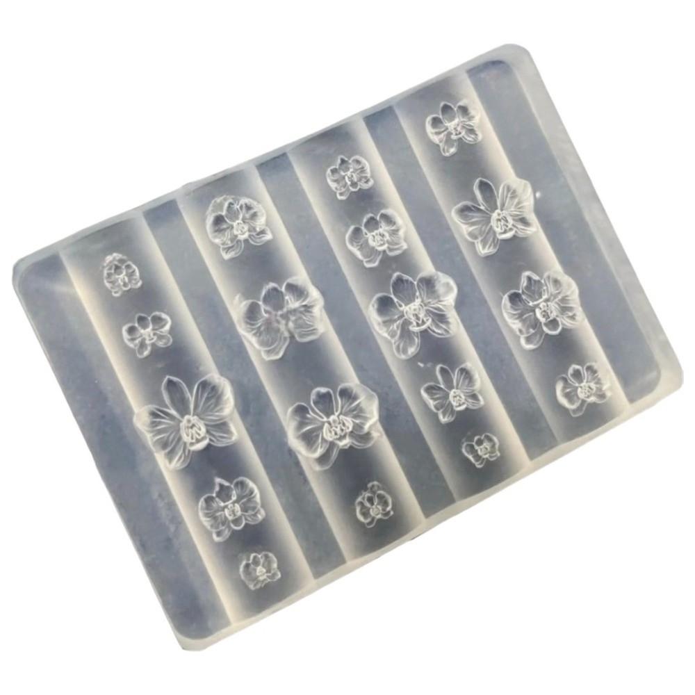 Silicone Nail Art Carving Template Flower Pattern Carving Template 3D Phalaenopsis Flower Mold Reusable Butterfly Orchid Design