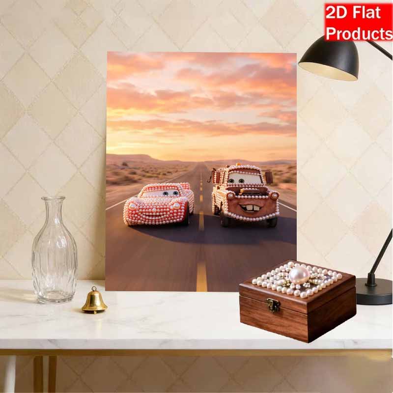 Disney Lightning McQueen Mater Creative Pearl Art Kit 5D DIY Pearl Embroidery Mosaic Cross-Stitch Kit for Home Decor