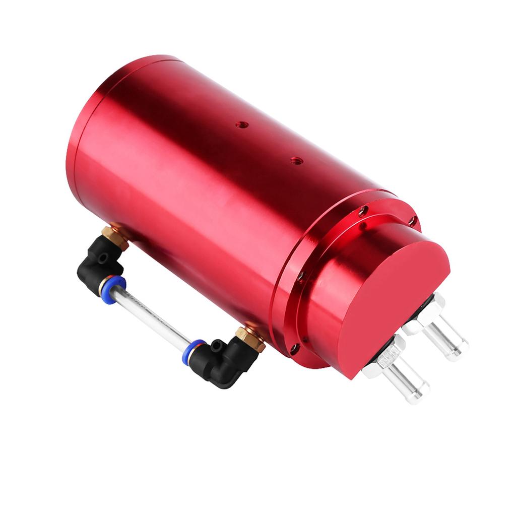 Universal Aluminum Car Auto Oil Catch Tank Breather Can Reservoir Red Round 10 & 15mm Fittings