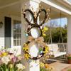 50*25cm Easter Bunny Wreath With Flowers, Bunny Shaped Pendant, Front Door Decoration