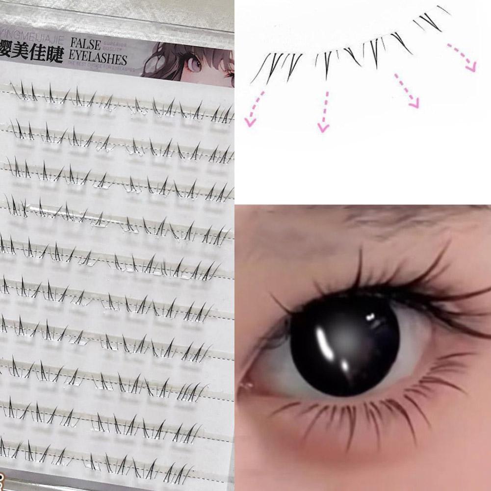 4-6mm Einzelne untere Wimpernbüschel Ohne Kleber C-Schwung Schwarze untere Wimpern Selbstklebende Wimpernverlängerungen Cosplay DIY Make-up
