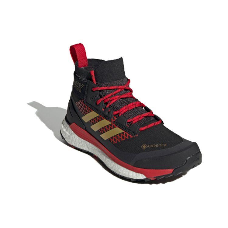 Adidas Terrex Free Hiker Gtx Comfortable Hiking Shoes Non-Slip Breathable High-Top Outdoor Functional Shoes Women Hiking Shoes Black Red FW1172