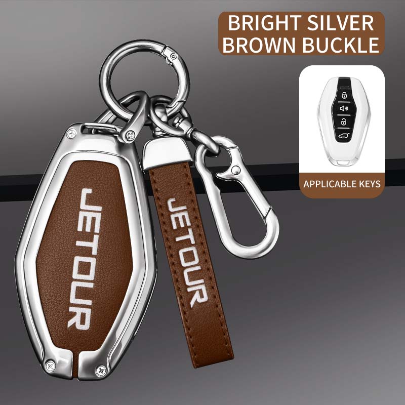 

NEW Alloy Leather Car Remote Key Case Cover Shell Protection Holder for Chery JETOUR X70 X70plus X70m X90plus Car Accessories