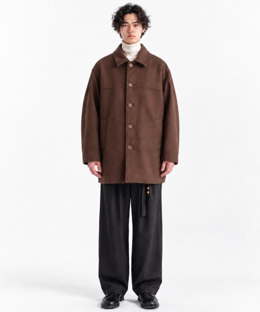 GRAYBLVD Evan Woolblend Half Coat (Brown)