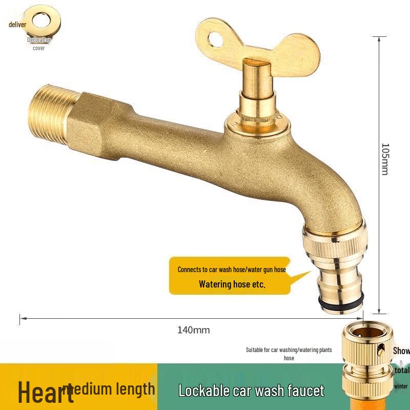 OEING Wall-Mounted Key-Operated Brass Faucet