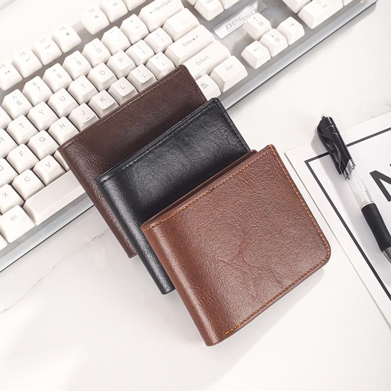 

Новый мужской кошелек короткий мужской молодежный кошелек мужской студенческий кошелек ретро кошелек чёрный