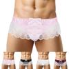 Men Sissy Lace See Through Panties Sexy Satin Thong Briefs Underwear
