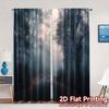 2pcs, 2D FLAT PRINTING Curtains (Without Rod) Foggy Pathway Print Modern Curtains Versatile Fabric Curtains Holiday Decorative