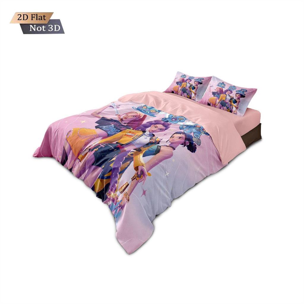 3pcsK-Pop Demon Hunters Printed Chipless Bedding, Multi Sized Bedding, Dormitory Duvet Cover, Soft Machine Washable Decoration