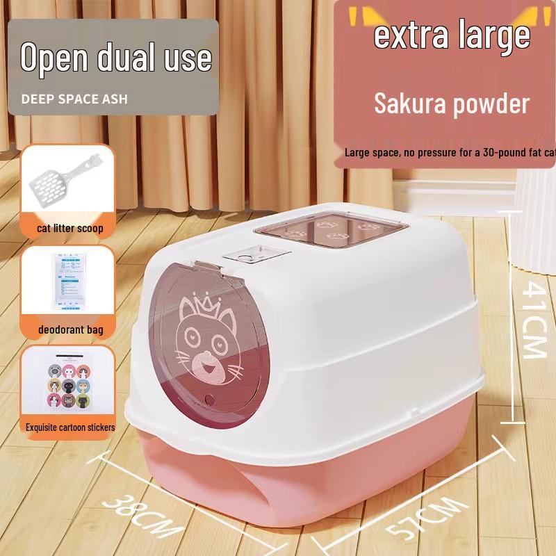 Extra große geschlossene Katzentoilette, Anti-Spritz-Design für Kätzchen & Erwachsene