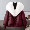 Women's Solid Color Fashionable Thick Warm Temperament Cotton Jacket With Large  Collar Cotton Coat Jacket