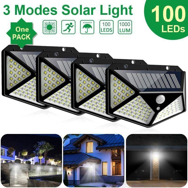 1-4Pcs 100 LED Solar Wall Light Outdoor Solar Lamp PIR Motion Sensor Solar Powered Sunlight Street Lantern for Garden Decoration