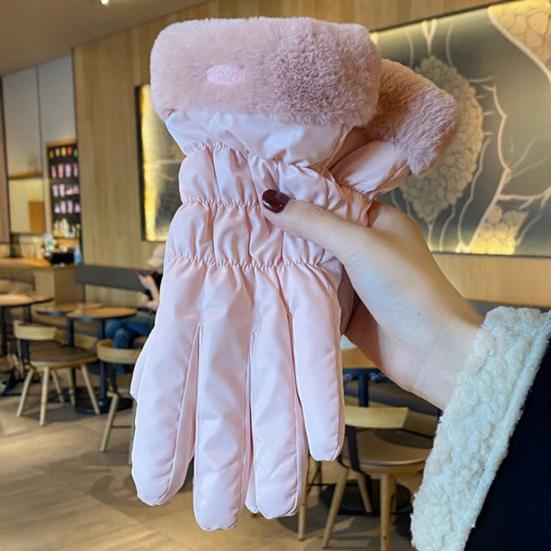 Women Waterproof Ski Gloves Windproof Fleece Lined Thermal Touchscreen Gloves Winter Warm Gloves with Fuzzy Cuffs for Snowboarding Hiking Snowmobiling