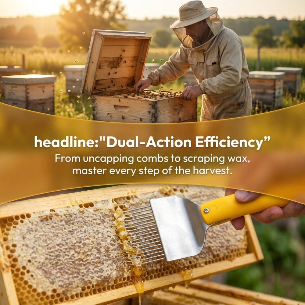 Stainless Steel Bee Uncapping Fork Silicone Handle Beekeeping Tine Uncapping Fork Farm Beekeeping