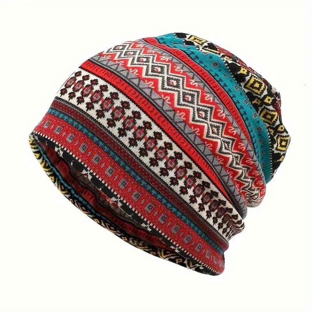 Contrasting Colors Turban Hats Plaid Print Casual Hedging Cap Gifts Pullover Hat  Autumn and Winter
