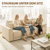 Sleeper Sofa 230 Cm 3-Seater Sofa with Sleep Function, Cushions, Storage, Corduroy Look for Living Room, Beige