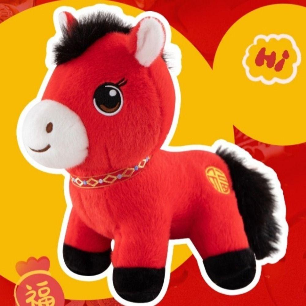 Cozy Embroidery Fabrics Simulation Stuffered Pony Doll Zodiac Pony Figurine  New Year Mascot