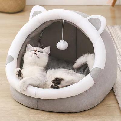 Sweet Cat Bed Warm Pet Basket Cozy Kitten Lounger Cushion Cat House Tent Very Soft Small Dog Mat Bag For Washable Cave Cats Beds