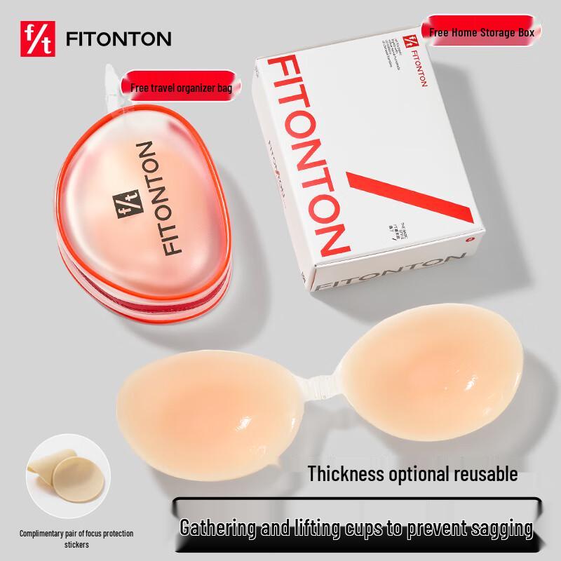 FitonTon Invisible Silicone Strapless Bra Nipple Covers L: C Cup