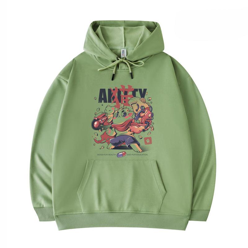 

Men s Hoodies Akitty Print Funny Harajuku Style Twill imitation cotton Hoodies