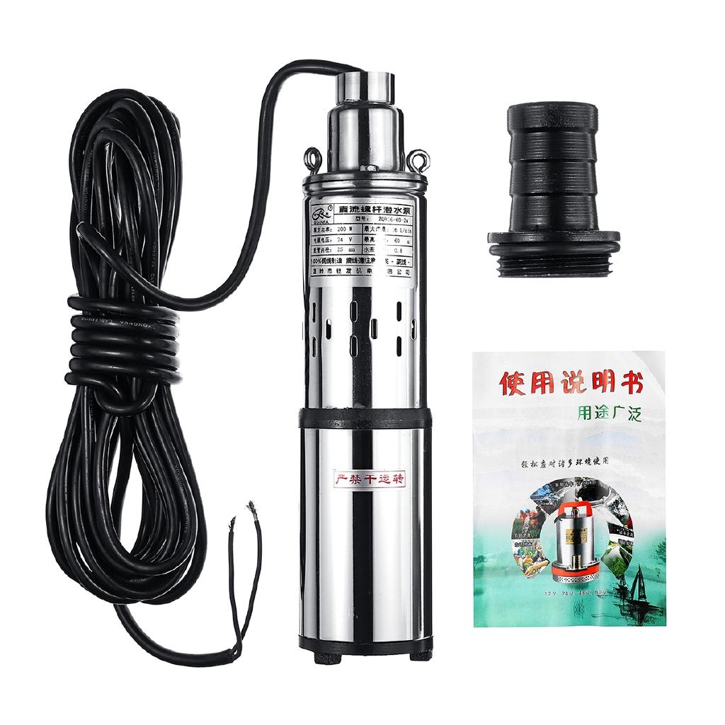 200W 48/60V Solar Water Pump Deep Well Pump High Lift DC Screw Submersible Pump Irrigation Garden Home Agricultural 60m