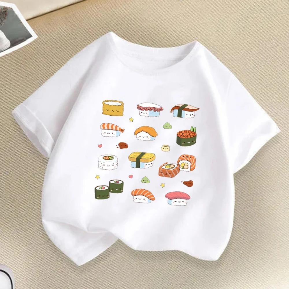 Sushi Print Kids T-shirt Summer Boys Girls Casual Fashion Funny Cute Comfortable Short Sleeve Tops Children Colorful T-shirts