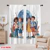 2pcs,2D Plane Printing Light Filtering Curtains Cheerful School Versatile Durable Polyester (without Rod) All Seasons Use for