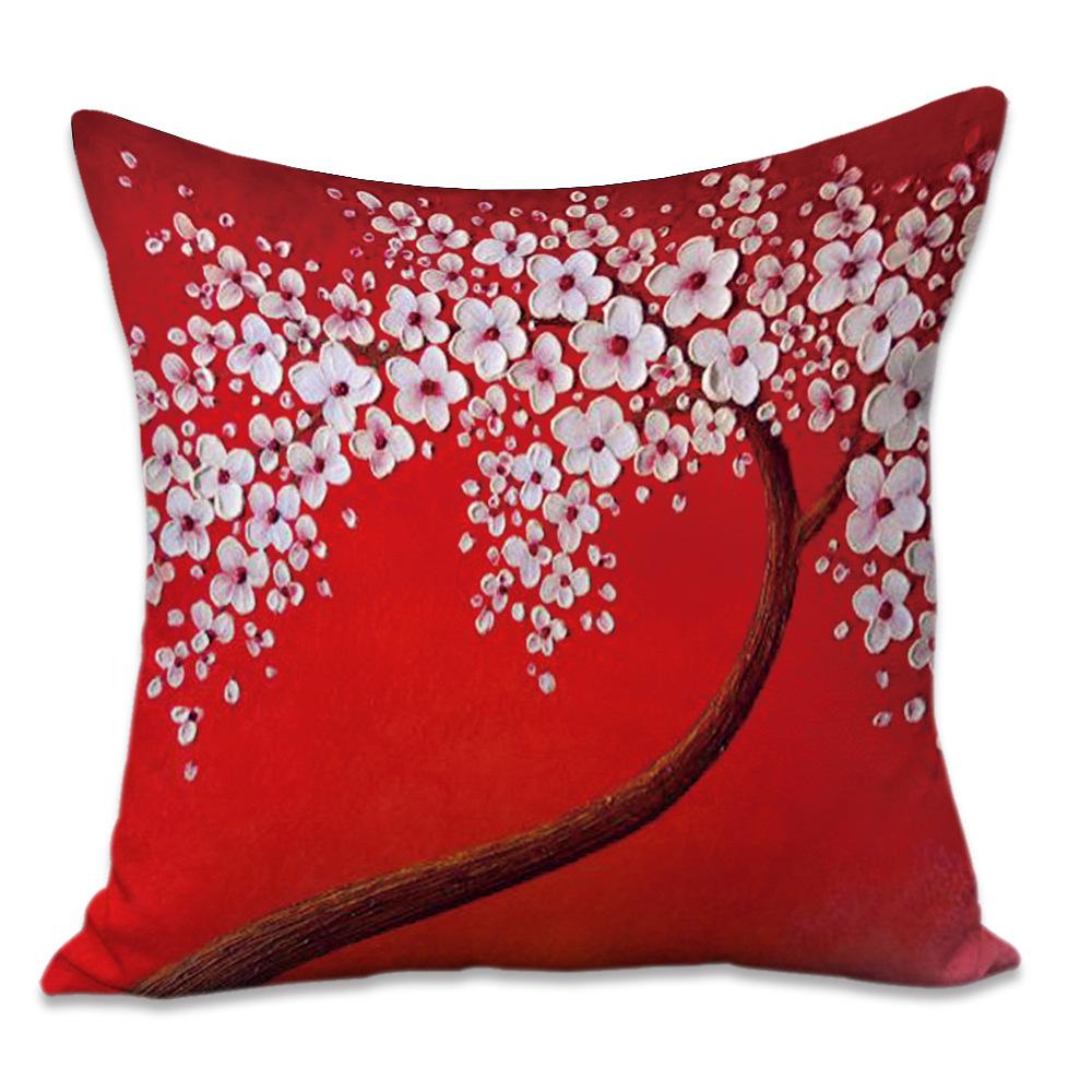 Printed Pillowcase Digital Printed Cotton and Linen Super Soft Peach Leather Velvet Pillowcase Oil Painting Style Pillowcase