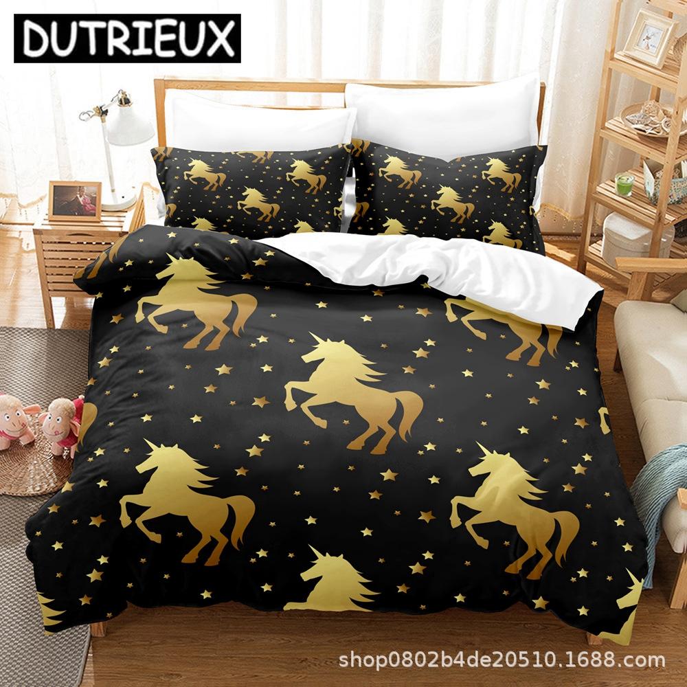 Cartoon Unicorn Bedding Set 3D Printed Colorful Rainbow Unicorn Queen King Twin Full For Girl Kids Home Textile Duvet Cover