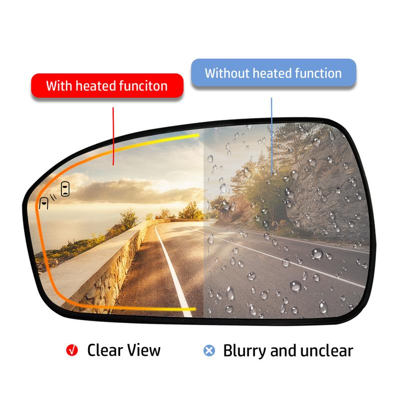 Heated Side Mirror Glass Rearview Mirror Left Right with Blind Spot  for Ford Fusion 2013 2014 2015 2016 2017-  Version