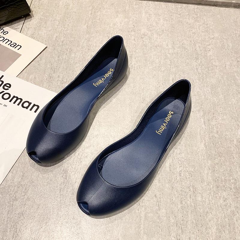 

Женские прозрачные сандалии-желе с открытым носком - Кристально чистые туфли-лодочки с низким вырезом 40 синий