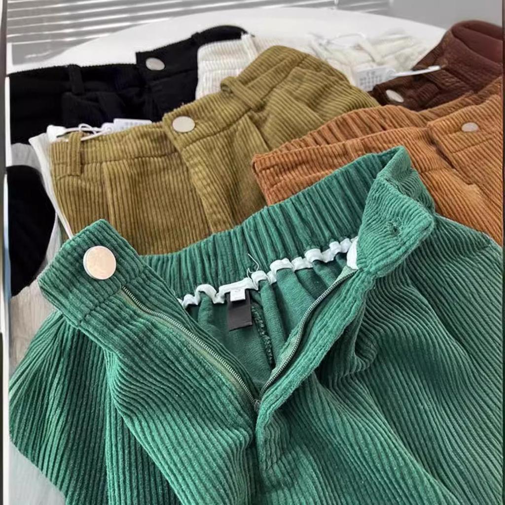 Women's High-Waist Retro Corduroy Shorts A-line Slimming Casual Wide-Leg, Petite Fit for 2025 Autumn/Winter Collection