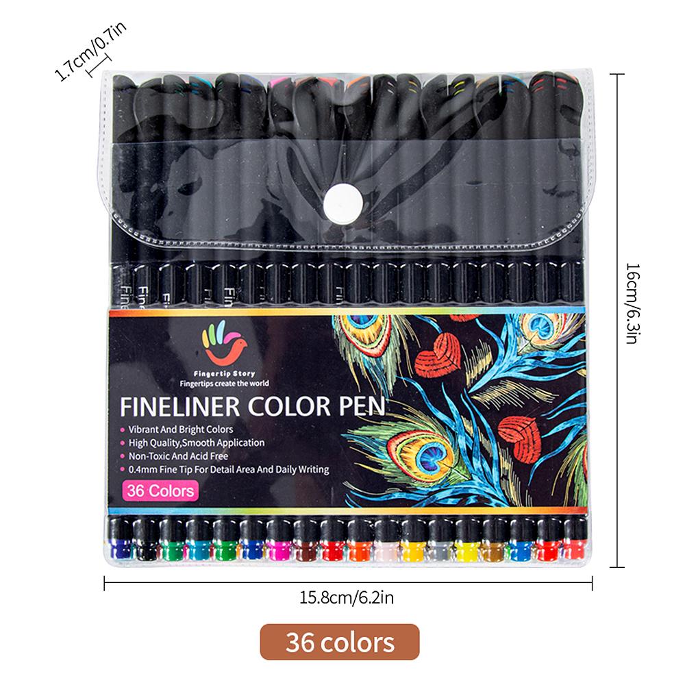 36 de culori Fineliner Pixuri cu vârf fin 0,4 mm Markere pentru jurnal Scrierea notițe Luarea calendarului