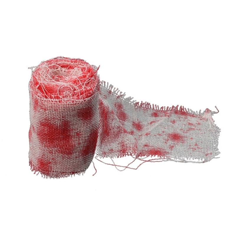 Halloween Horrifying Blood Cloth,Scary Blood Gauze Cloth Spooky Fabric Blood Strips Drape for Halloween Doorway Curtain