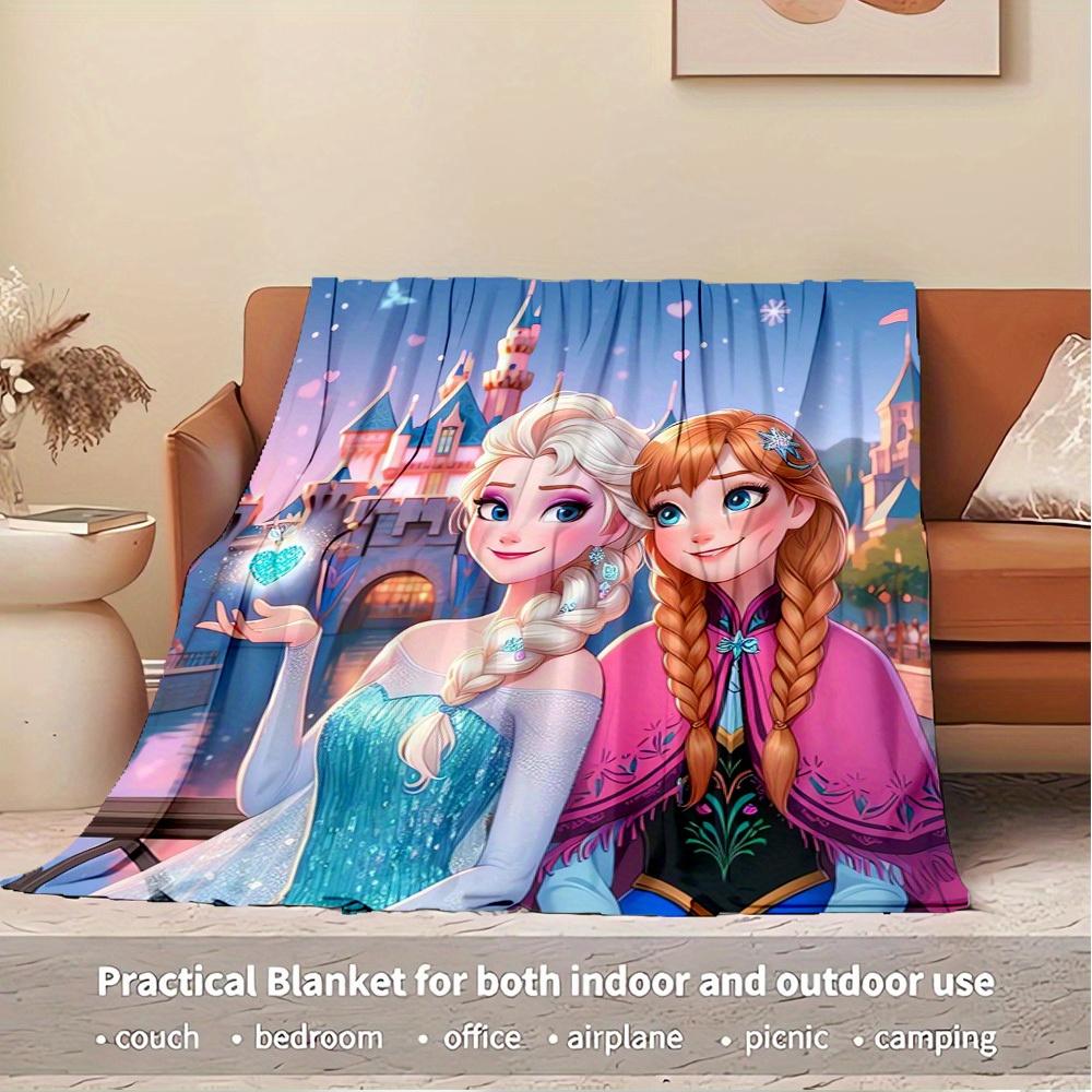 1pc Flannel Ice Princess Elsa and Anna Magic Heart Glow Throw Blanket Suitable for Bed Sofa Gift