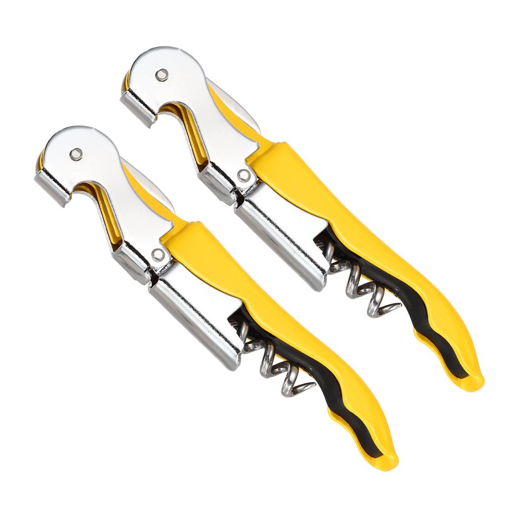 2/4 Stück Professioneller Kellnerkorkenzieher Edelstahl-Weinschlüssel mit ergonomischem Holzgriff Bierflaschenöffner und Folienabschneider