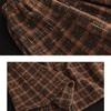 Spring Autumn Vintage Plaid Midi Skirts Women Baggy High Waist A-line Thicker French Style Pockets Mujer Bottoms Fashion Elegant