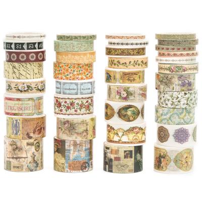 Songdao Retro Art Washi Set Vintage Masking Tape with Classic Art Patterns Perfect for and Gift Wrapping X 2m Each Madame De Pompadour Tape, 36-Roll
