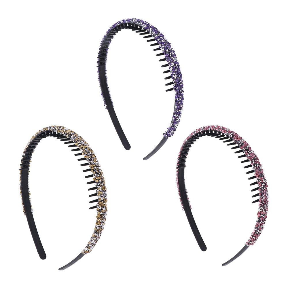 Plastic Rhinestone Headband with Toothed Hair Hoop Sweet Thin Hairband  Make Up