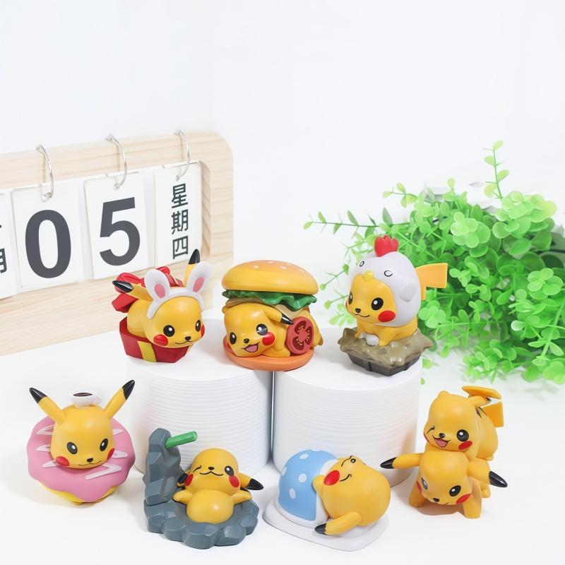 7Pcs/Set Pokemon Anime Pikachu Figure Toys Dessert Serise Ornaments Pikachu Action Figure Toy For Children Birthday Gifts