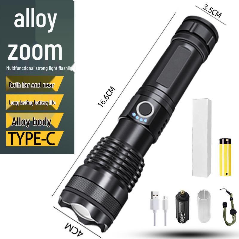 High Brightness P50 Telescopic Zoom Multi-functional Outdoor Emergency Flashlight