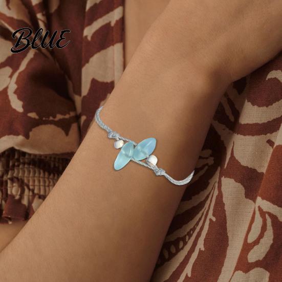 Blue And White Bead Bracelet Soul Sister Handmade Adjustable Ocean-Inspired