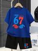 67 Meme T-Shirt for Kids 6-7 Years Old Birthday Party Gift Summer T-Shirt Short Pant Set Casual Boy Girl Short Sleeve Shorts Set