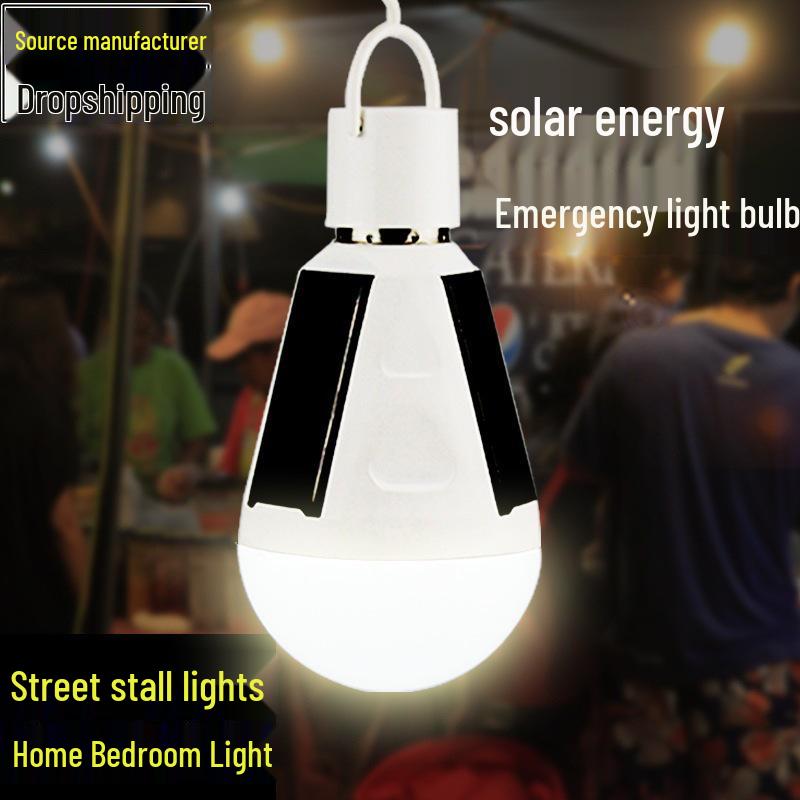 LED Solar Emergency Outdoor Light Bulb for Night Markets & Street Stalls—Low-Carbon Charging Lamp