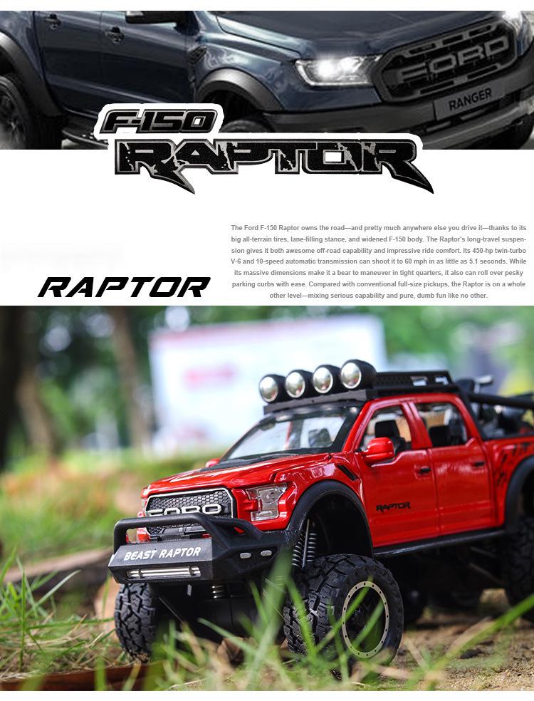 1:28 Die-cast Raptor F150 Toy Truck - Alloy Off-road Vehicle Model for Children