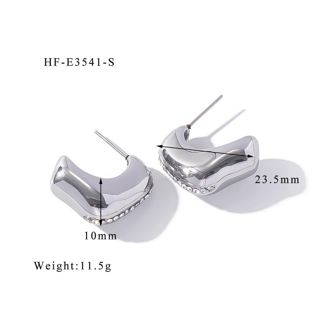 Geometric Zircon Retro Women's 18K Titanium Steel Earrings 2024