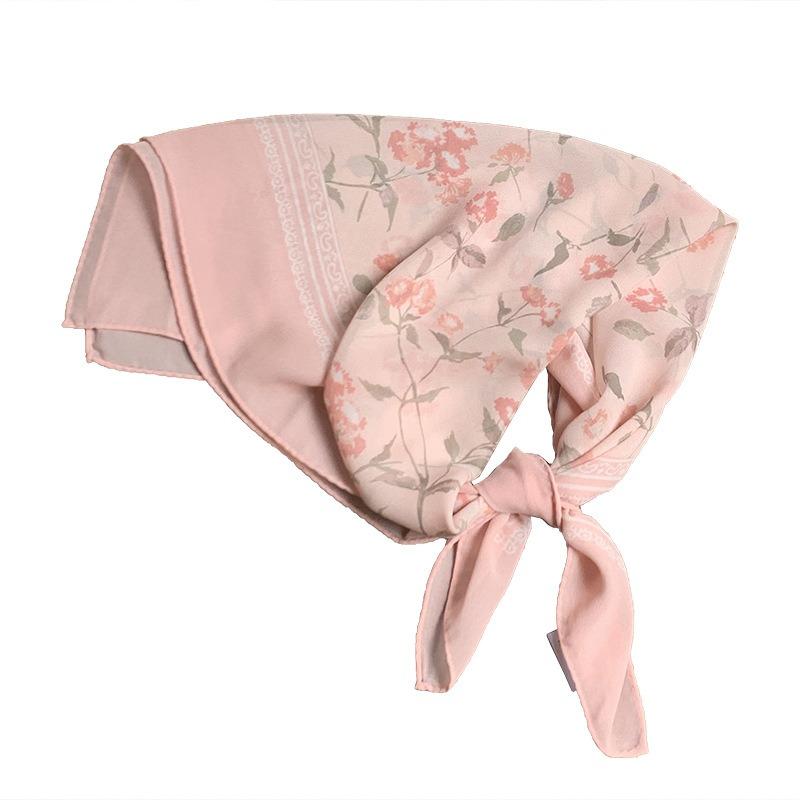 Georgette silk scarf neck small square scarf neck protection scarf fresh floral headscarf summer women's pastoral headband hair accessories